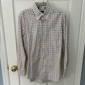 Paul Stuart Pink and Blue Checkered Cotton Casual Shirt sz M, Like New!